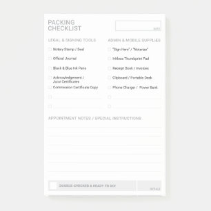 Bearbeitbares Notar-Versorgungs-Checklisten-Notizb Post-it Klebezettel