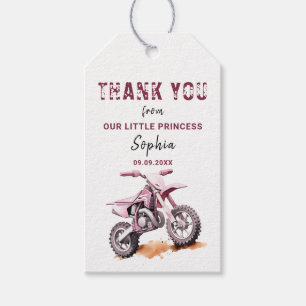 Bearbeitbares Pinkes Dirtbike Geburtstag Geschenkanhänger