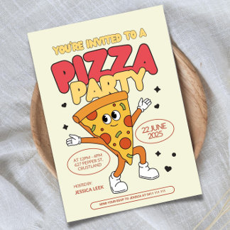 Bearbeitbares Pizza-Party Geburtstagsempfehlung Einladung