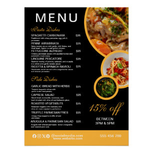 Bearbeitbares Restaurant-Menü-Poster Poster