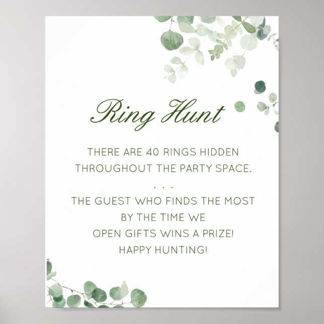 Bearbeitbares Ring Hunt Brautparty-Spielposter Poster (Vorne)