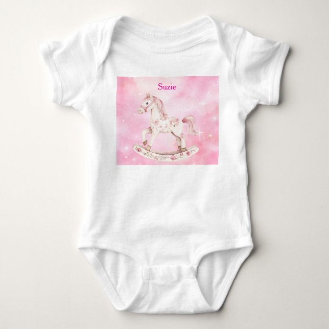 Bearbeitbares rosa Chinoiserie-Babyschlafanzug Baby Strampler (Vorderseite)