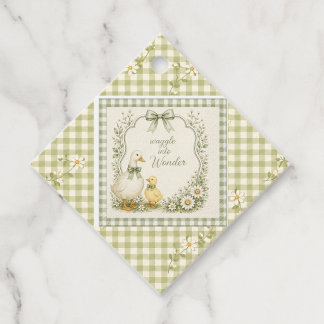 Bearbeitbares Sage-Grün Florales Vintage-Enten-The Geschenkanhänger
