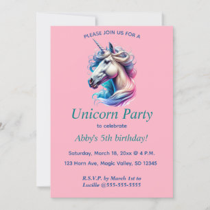 Bearbeitbares Unicorn-Party Einladung