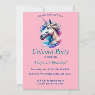 Bearbeitbares Unicorn-Party Einladung