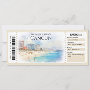 Bearbeiten des Boarding-Tickets für Cancun-Flugzeu Einladung