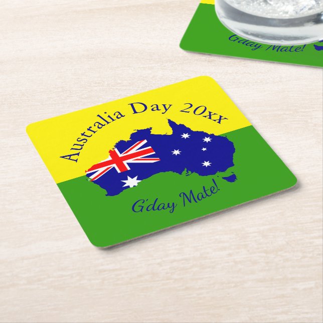 Bearbeiten des Textjahres zum Australientag Rechteckiger Pappuntersetzer (angewinkelt)