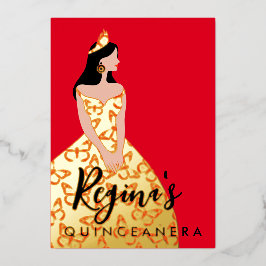 Bearbeiten Haut und Haarfarbe Quinceñera Foil Einl Folieneinladung