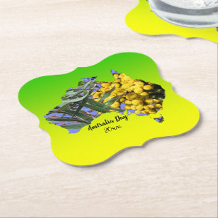 Bearbeiten Sie Text Australia Day Gum Leaf Wattle  Untersetzer