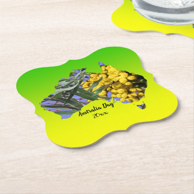 Bearbeiten Sie Text Australia Day Gum Leaf Wattle  Untersetzer (angewinkelt)