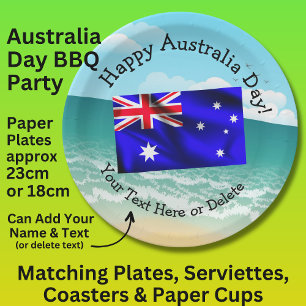 Bearbeiten Sie Text glücklich Australien Tag Flag  Pappteller