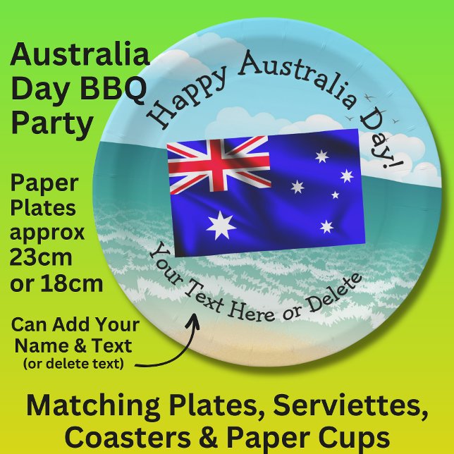 Bearbeiten Sie Text glücklich Australien Tag Flag  Pappteller (Von Creator hochgeladen)