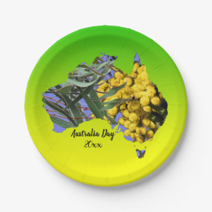 Bearbeiten Sie Text Jahr, Australien Day Gum Leaf Pappteller
