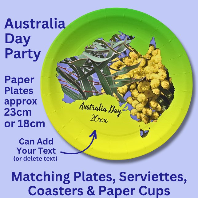 Bearbeiten Sie Text Jahr, Australien Day Gum Leaf  Pappteller (Von Creator hochgeladen)