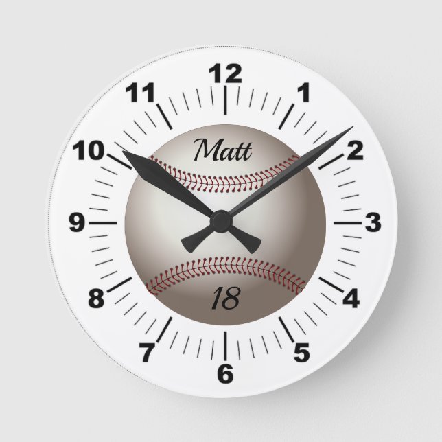 Bearbeiten von Baseball-Namen und Teamnummer Runde Wanduhr (Vorderseite)
