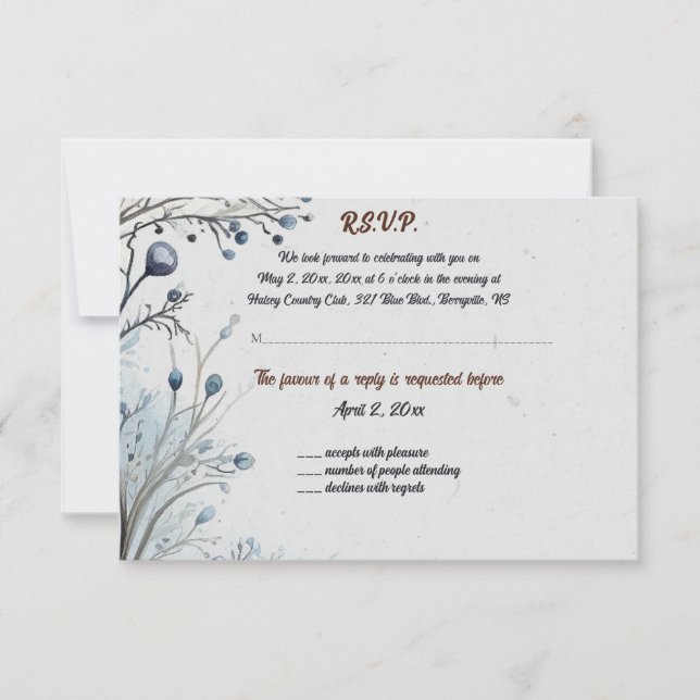 Bearbeiten von Berries auf Blue Response Card RSVP Karte (Vorderseite)