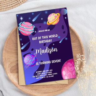 Bearbeiten von Galaxy-Party-Karten mit Planeten &  Einladung