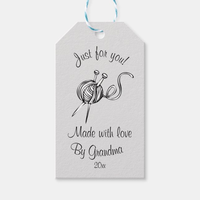 Bearbeiten von Garnen und Nadeln für Sie Geschenkanhänger (Vorderseite)