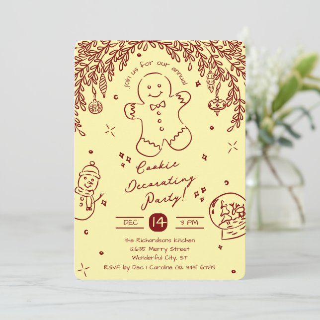 Bearbeiten von Party-Doodles durch bearbeitbare Fa Einladung (Stehend Vorderseite)