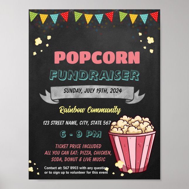 Bearbeiten von Popcorn-Fundraiser-Vorlage Poster (Vorne)