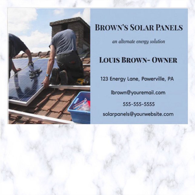 Bearbeiten von Solarenergiemodulen - Visitenkarte (Von Creator hochgeladen)