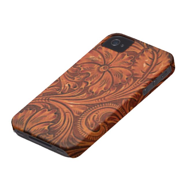 bearbeitetes ledernes Art Blumeniphone Case-Mate iPhone Hülle (unten)