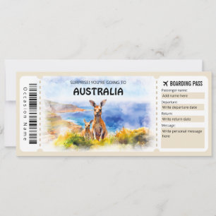 Bearbeitung Australiens Boarding Pass Flugzeug Tic Einladung