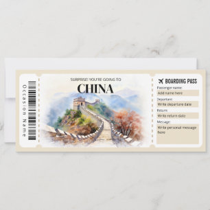 Bearbeitung der China Boarding Pass Flugzeug Ticke Einladung