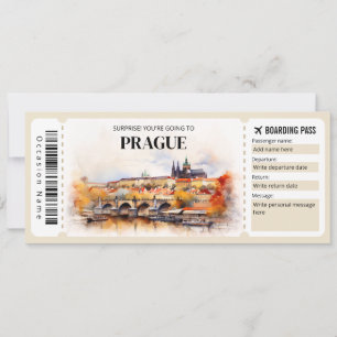 Bearbeitung des Prager Boarding Pass Flugzeug Tick Einladung