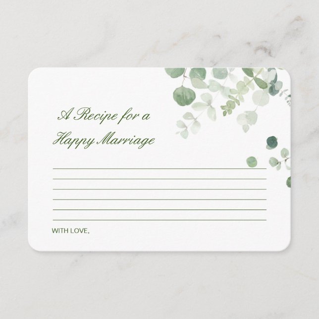 Bearbeitung eines Rezeptes für eine glückliche Ehe Begleitkarte (Vorderseite)