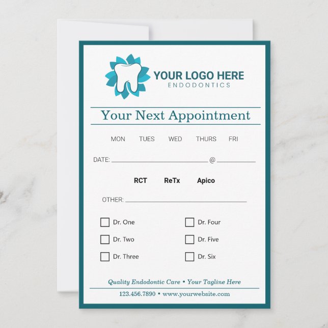 Bearbeitung von Endodontie beim nächsten Termin Einladung (Vorderseite)
