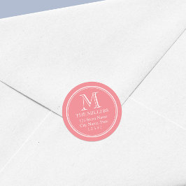 Bearbeitungsbare Hintergrundfarbname Monogramm-Adr Runder Aufkleber
