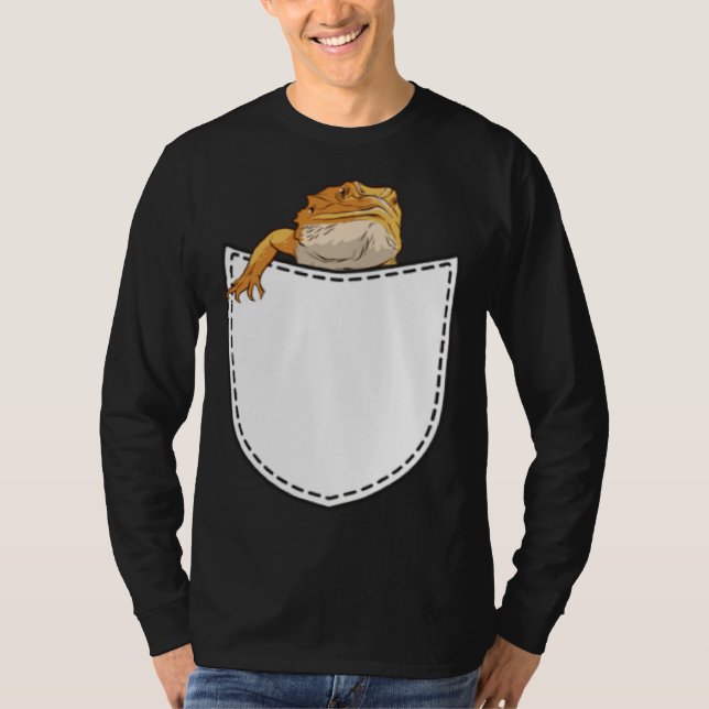 Beard Dragon in Artificial Chest Pocket Reptile Li T-Shirt (Vorderseite)