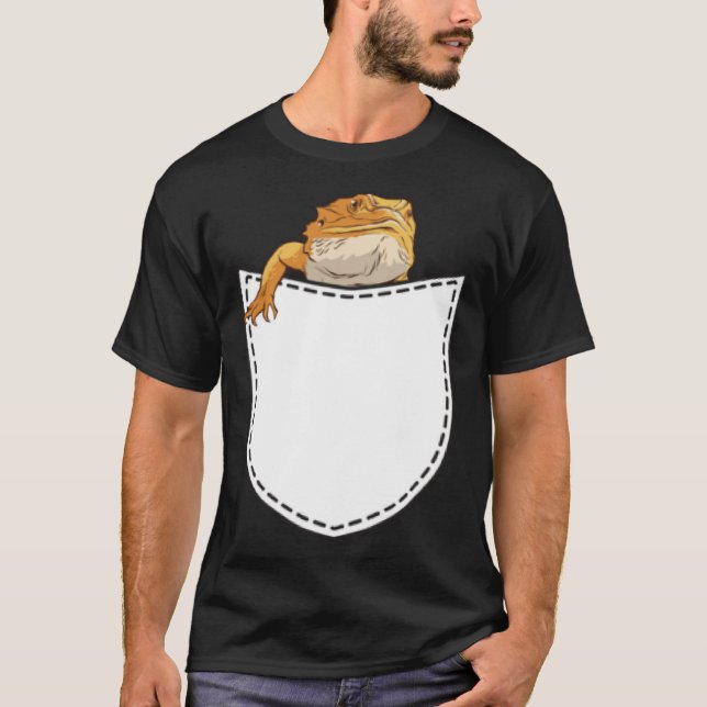 Beard Dragon in Artificial Chest Pocket Reptile Li T-Shirt (Vorderseite)