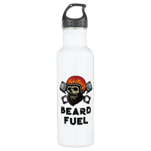 BEARD FUEL Funny Men Skull & Flames Joke Geschenk Edelstahlflasche