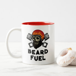 BEARD FUEL Funny Men Skull & Flames Joke Geschenk Zweifarbige Tasse