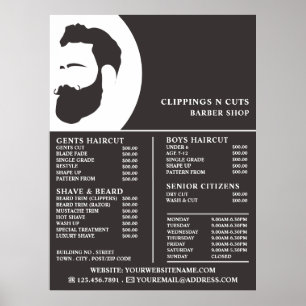 Beard-Logo, Preisliste für männliche Barber Poster