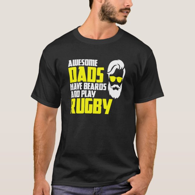 Beard Rugby Saying Fathers Day Rugby T-Shirt (Vorderseite)