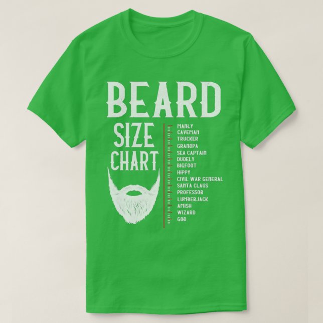 Beard Size Chart Bearted Funny Beards Länge Männer T-Shirt (Design vorne)