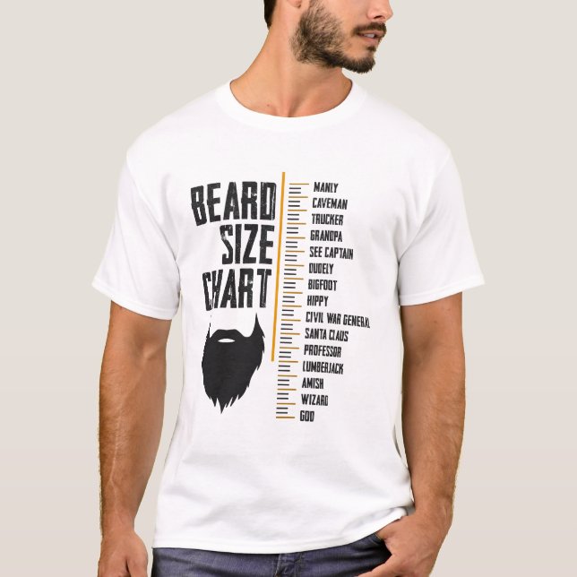 Beard Size Chart Manly Caveman Men Funny T-Shirt (Vorderseite)