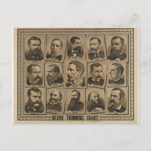 Beard Trimming Chart aus dem Jahr 1884 Postkarte