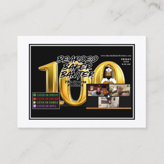 Bearded Baker Banter Trading Cards: 100. Episode Telefonnummerkarte (Vorderseite)