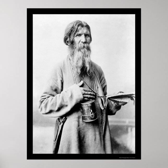 Bearded Church Beggar in Russland 1880 Poster (Vorne)