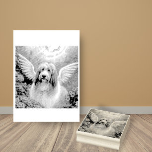 Bearded Collie Angel Wings Pet Loss Gummistempel