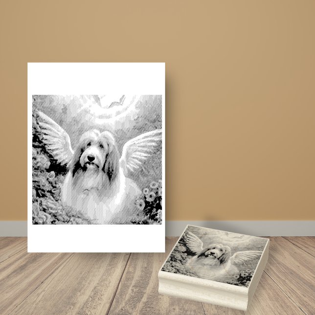 Bearded Collie Angel Wings Pet Loss Gummistempel (Von Creator hochgeladen)