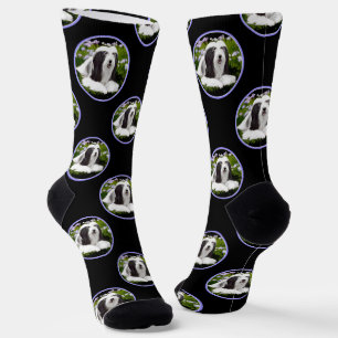 Bearded Collie Beardie Black Painting Niedliche Do Socken