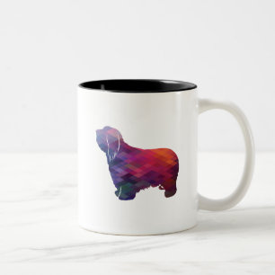Bearded Collie Dog Breed Geo Silhouette Lila Zweifarbige Tasse