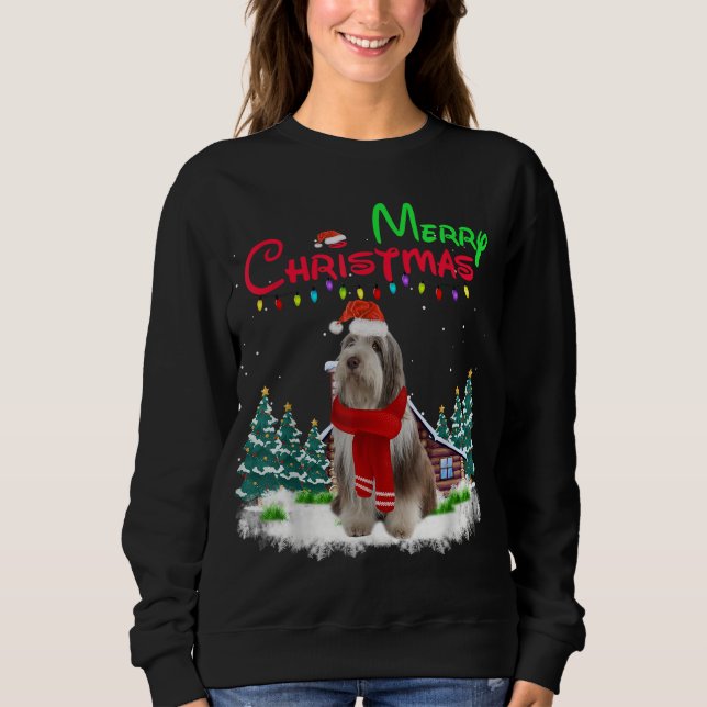 Bearded Collie Dog Light Mighty Christmas Tree Xma Sweatshirt (Vorderseite)