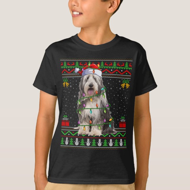 Bearded Collie Dog Lover Santa Ugly Bartded Collie T-Shirt (Vorderseite)
