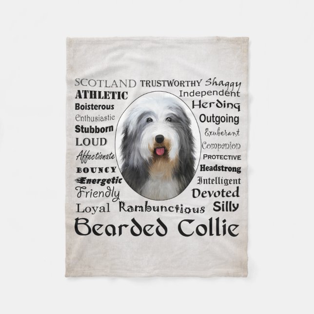 Bearded Collie Fleece Blanket (Vorderseite)